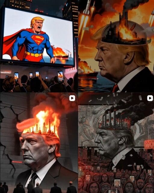 Inside Trump's Head Series
Artists statement: I began this Trump series as I watched the even more unbelievable main stream media reporting on world events and saw so many parallels with both 1930s Germany and the George Orwell novel 1984. We are living in unprecedented times, information-wise, and as an esoteric practitioner I also incorporate things I observe